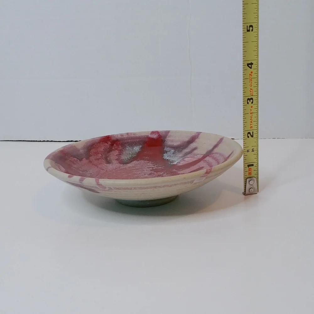 Hand Made & Signed Art Pottery Dish Brick Red